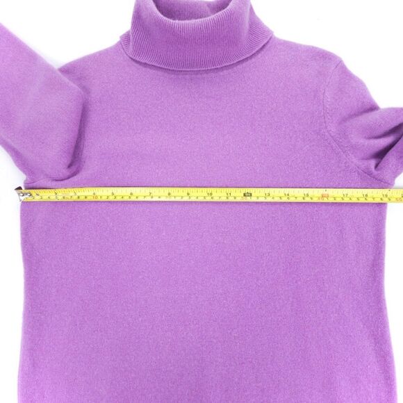 TALBOTS 100% Cashmere Classic Turtleneck Sweater Minimal Ribbed Lilac Purple - Picture 3 of 6